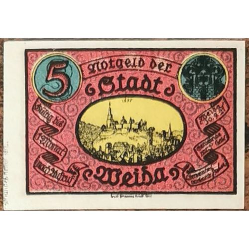 Billet Allemagne 5 Pfennig 09/1921 Weida Grm 1391,2 1/8