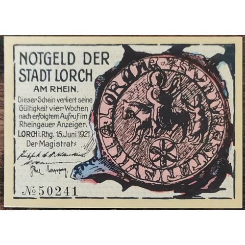 Billet Allemagne 25 Pfennig 1921 Lorch Am Rhein Grm 815,3