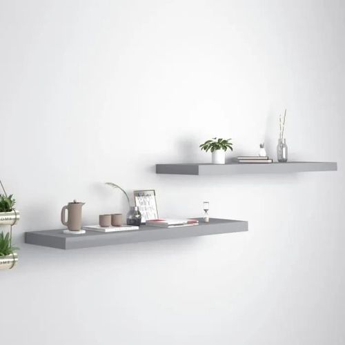 Vidaxl Étagères Murales Flottantes 2 Pcs Gris 90x23,5x3,8 Cm Mdf