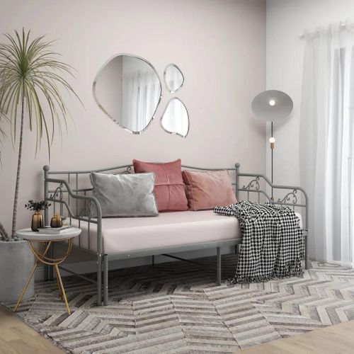 Cadre De Canapé-Lit Extensible Sans Matelas Gris Métal 90x200cm