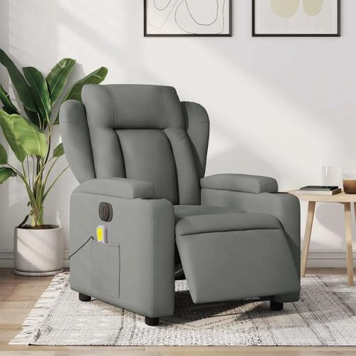 Fauteuil Inclinable De Massage Électrique Gris Foncé Tissu