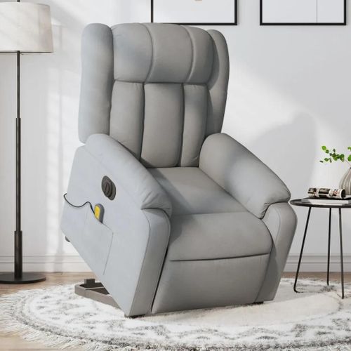 Fauteuil Inclinable De Massage Électrique Gris Clair Tissu