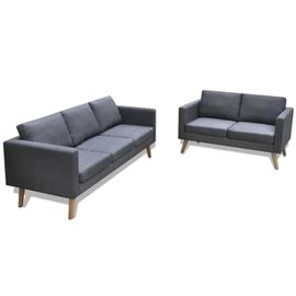Ensemble De Canapés À 2 Places Et À 3 Places Tissu Gris Foncé