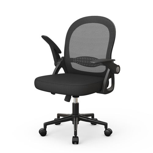 Chaise De Bureau Avec Accoudoirs Réglables, Soutien Lombaire Unique, Chaise De Bureau A Roulettes, Siège Bureau Avec Dossier Moyen De 45 Cm, Noir