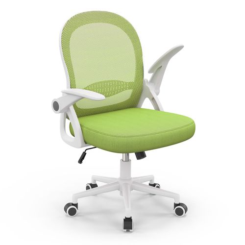 Chaise De Bureau Avec Accoudoirs Réglables, Soutien Lombaire Unique, Chaise De Bureau A Roulettes, Siège Bureau Avec Dossier Moyen De 45 Cm, Vert