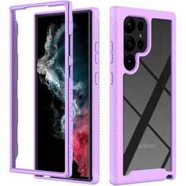 Coque Pour Samsung Galaxy S23 Ultra 5g, Coque Antichoc Transparent 2 In 1 , Étui Silicone Double Bumper, Housse Protection Intégrale Robuste 360 Degrés - Violet Clair
