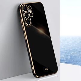 Coque Pour Samsung Galaxy S23 Ultra 5g, Étui De Téléphone En Tpu Souple Au Bord Doré, Housse Protection Antichoc Ultra-Mince Silicone Case Cover - Le Noir