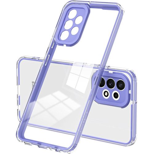 Transparente Coque Pour Samsung Galaxy A52 / A52 5g / A52s 5g, Étui Antichoc Pour Téléphone Avec Bordure Colorée, Tpu+Pc Bumper Clear Case - Violet