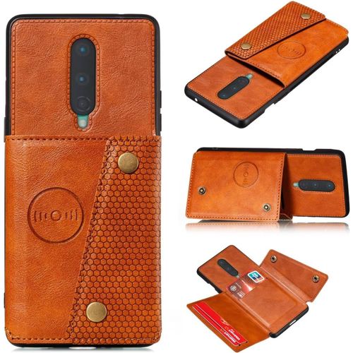 Coque Portefeuille Pour Oneplus 8, Etui En Cuir Pu Avec Couverture À Rabat Magnétique Antichoc Avec Porte-Cartes Et Fonction De Support Brun