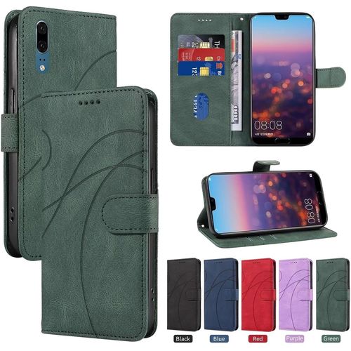 Coque Pour Huawei P20,Housse En Cuir Huawei P20,Étui Téléphone Magnétique Etui Housse Pour Huawei P20 Vert