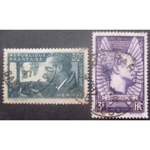 France N°337 Et 338 Jean Mermoz Oblitérés