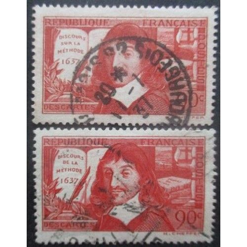 France N°341 Et 342 René Descartes Oblitérés