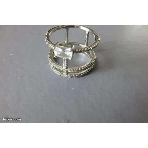 Bague Argent 3 Rangs Ajourés Et Strass T 51 - 244/245/246