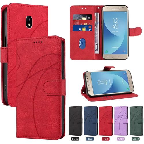 Coque Pour Samsung Galaxy J330/J3 2017,Housse En Cuir Samsung Galaxy J330/J3 2017,Étui Téléphone Magnétique Etui Housse Pour Samsung Galaxy J330/J3 2017 Rouge