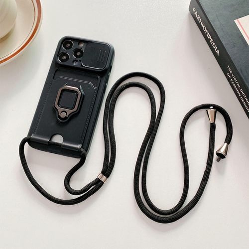 Chaîne De Téléphone Portable - Coque De Protection - Avec Protection Coulissante De L'appareil Photo Pour Xiaomi 12 - Collier Réglable - En Silicone - Avec Porte-Cartes - Support À 360 ° -