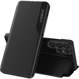 Coque Pour Samsung Galaxy S22 Ultra Cuir Magnetique Clear View Étui À Rabat Étui Housse Galaxy S22 Ultra Coque 360 Antichoc Anti-Rayure Flip Folio Stand Support Coque Pour Samsung S22 Ultra Noir