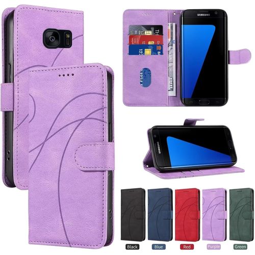 Coque Pour Samsung Galaxy S7 Edge,Housse En Cuir Samsung Galaxy S7 Edge,Étui Téléphone Magnétique Etui Housse Pour Samsung Galaxy S7 Edge Violet