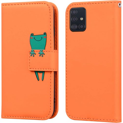 Coque Pour Samsung Galaxy A71, Portefeuille Housse En Cuir Pu 3d Grenouille Dessin Animé, Tenphone Etui Coque Pour Samsung Galaxy A71, Orange