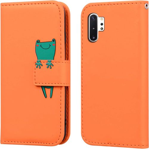 Coque Pour Samsung Galaxy Note 10 Pro, Portefeuille Housse En Cuir Pu 3d Grenouille Dessin Animé, Tenphone Etui Coque Pour Samsung Galaxy Note 10 Pro, Orange