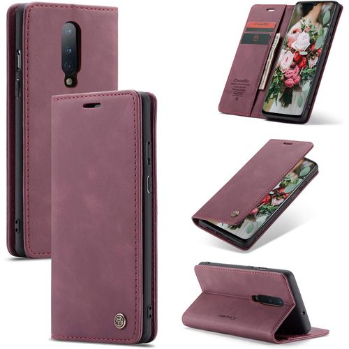 Coque Pour Oneplus 8,Ultra Mince Portefeuille, Emplacement Carte,Rabat Flip Phone Case, Clapet Folio Étui,Cuir Pu Housse Et Tpu Bumper Protection-Vin Rouge