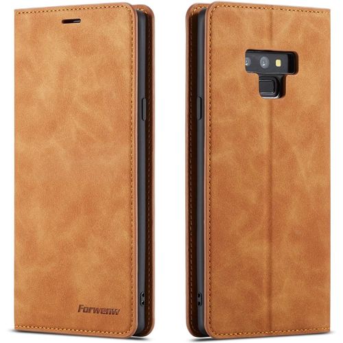 Coque Pour Samsung Galaxy Note 9, Tenphone Etui Protection Housse Premium Pu En Cuir Livre Cover Antichoc Magnétique Portefeuille Jaune