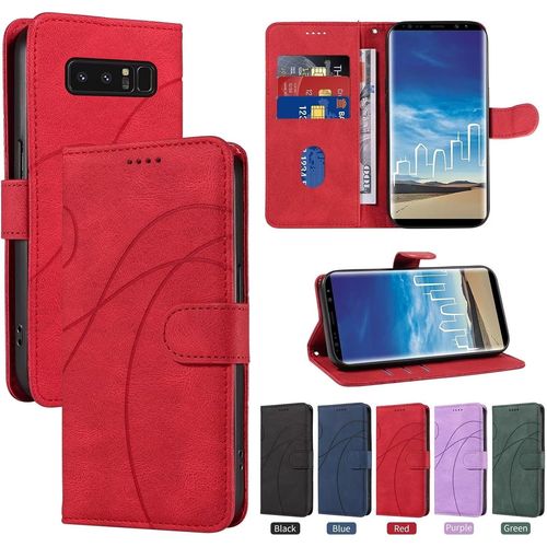 Coque Pour Samsung Galaxy Note 8,Housse En Cuir Samsung Galaxy Note 8,Étui Téléphone Magnétique Etui Housse Pour Samsung Galaxy Note 8 Rouge