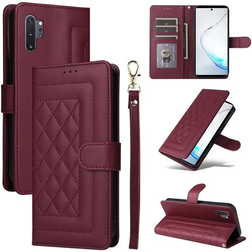 Coque Pour Samsung Galaxy Note10 Plus, Etui Protection Housse Premium En Cuir Pu, Pochette De Portefeuille Fermeture Magnétique Etui À Rabat - Rouge