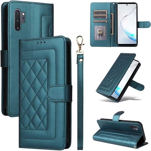 Coque Pour Samsung Galaxy Note10 Plus, Etui Protection Housse Premium En Cuir Pu, Pochette De Portefeuille Fermeture Magnétique Etui À Rabat - Vert