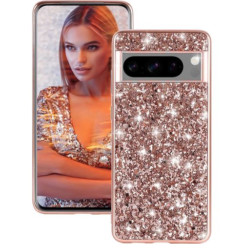 Coque De Protection Pour Google Pixel 8 Pro - Paillettes - Bling Sparkle - Anti-Chocs - Anti-Rayures - 360 Degrés - Pour Google Pixel 8 Pro - Ultra Fine - En Tpu Or Rose