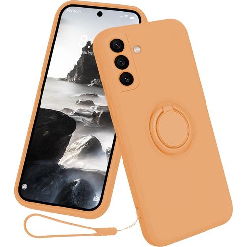 Coque Samsung Galaxy A34 Silicone Antichoc Etui De Protection Avec 360 Degrés Support De Voiture Ultra Mince Housse Avec Microfibre Anti-Rayures Soft Back Cover Case 6.5¿¿,Couleur Orange