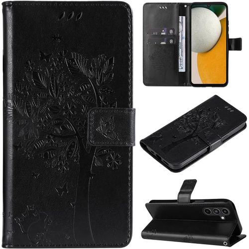 Coque Pour Samsung Galaxy A15, Pu Cuir Housse Étui Rabat Clapet Folio Portefeuille Phone Case Avec Porte Carte Magnétique Béquille Protection Cover Pour Samsung Galaxy A15, Noir