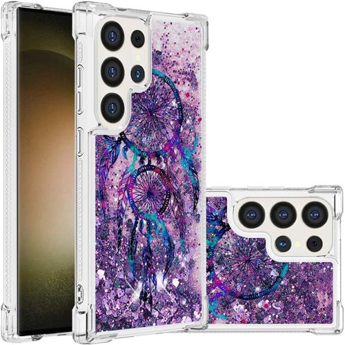 Coque Pour Samsung Galaxy S24 Ultra Housse Tpu Silicone Transparent Brillant Sparkly Cristal Flottant Liquide Quicksand Antichoc Case Cover Étui Pour Samsung Galaxy S24 Ultra, Carillons
