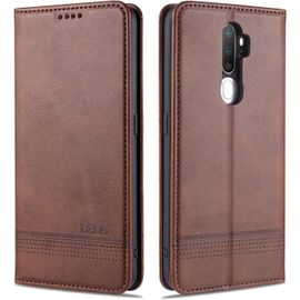 Pour Oppo A9 2020 / A11x 2020 A5 2020 Coque,Clip Magnétique Avec Trois Fentes Pour Cartes En Cuir Pu Kickstand Résistant Aux Chocs Housse De Téléphone Brown
