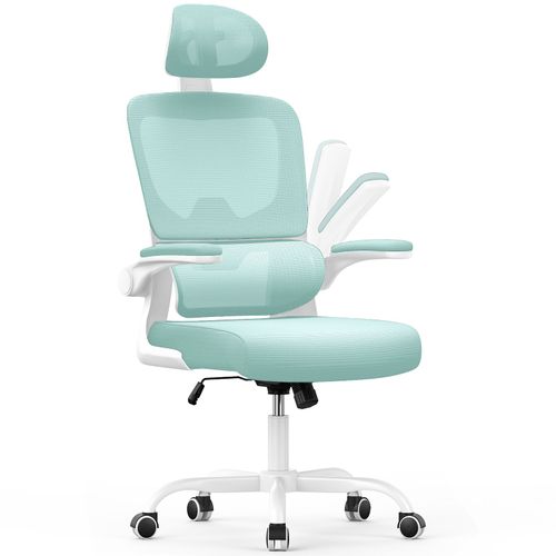 Chaise De Bureau Ergonomique, Support Lombaire En C,Dossier Et Appui-Tête Réglables,Reversible Armrest, Vert