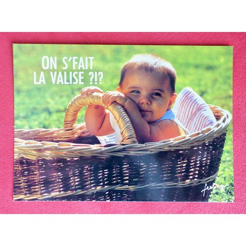 Ancienne Carte Postale Bebe Humour "On S'Fait La Valise?!". Collection Baby-Boom.