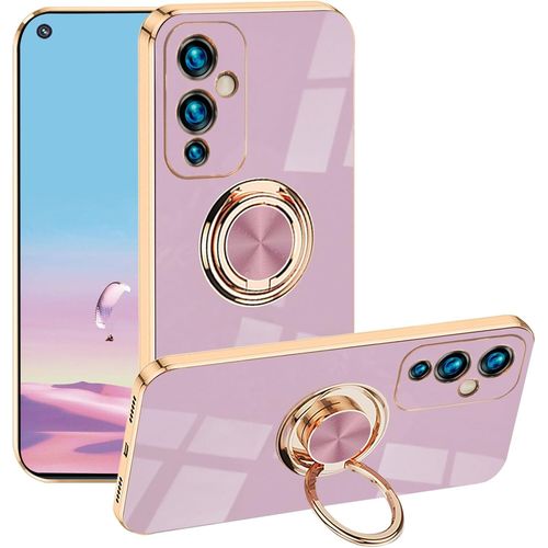Compatible Pour Coque Oneplus 9 5g Avec Anneau Support Aimant, Housse Oneplus 9 5g Silicone Antichoc Protection, Fine Mince Case Étui Oneplus 9 5g Magnetique Anneau De Rotation Oneplus 9 5g, Violet