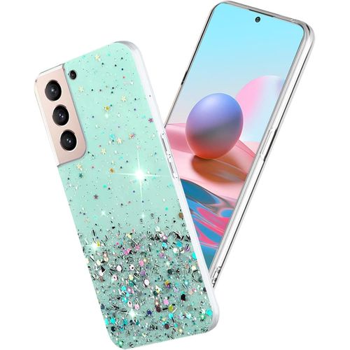 Coque Samsung S21 Plus 5g Silicone Souple Paillette, Coque Samsung S21 Plus 5g Transparente Glitter, Bling Bling Coque Samsung S21 Plus 5g Paillette Silicone Transparent Samsung S21 Plus 5g, Vert