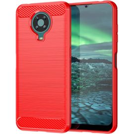 Pour Nokia 6.3 6.4 Texture Brossée Fibre De Carbone Tpu Étui Pour Téléphone Color : Red