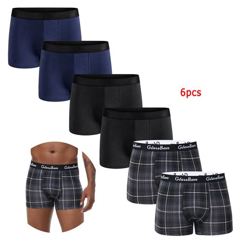 6 Pièces Pack Coton Boxer Slips Hommes Shorts Culottes Sous-Vêtements Pour Homme Marque Et Caleçons Homme Luxe Boxershorts Boîte Slip Boîte - Type 6pc--W10-Xl