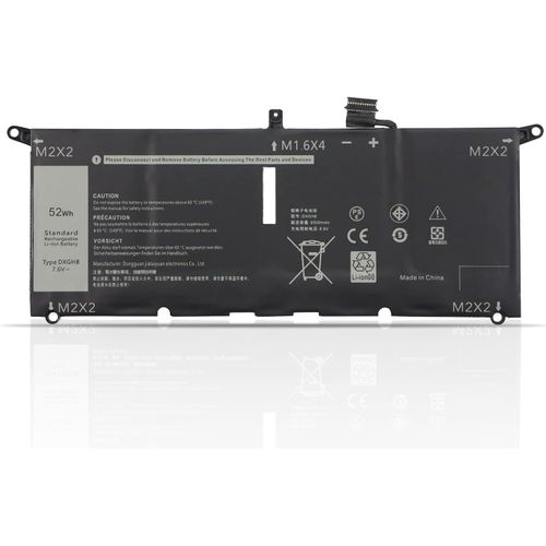 MONDODIGITALE-Dxgh8 Laptop Batterie Replacement Pour Dell Xps 13 9370 9380 7390 2019 Inspiron 13 7000 7390 7391 7490 5390 5391 Latitude 3301 E3301 Vostro 13 5000 5390 5391 P82G001 P113G001 Notebook B