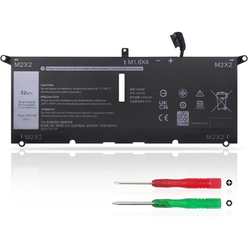 MONDODIGITALE-Dxgh8 Batterie Pour Dell Xps 13 9370 9380 7390 Inspiron 5390 5391 7490 7390 2-In-1 7391 2-In-1 Latitude 3301 E3301 Vostro 5390 5391 Series H754V V48Rm Hk6N5 P82G001 P82G002 P113G 52Wh,