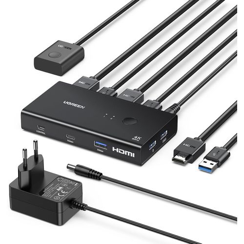 MONDODIGITALE-Commutateur Hdmi Kvm Switch 4K 60Hz Usb A C 3.0 2 Entrées 1 Sortie Charge Alimentation Pour Ps5 Ps4 Xbox Laptop Switch Clavier Souris Disque Dur Imprimante Moniteur Avec Contrôleur De Bureau