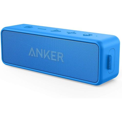 MONDODIGITALE-Enceinte Bluetooth, Soundcore 2 Haut Parleur Portable Sans Fil Avec Basses Puissantes, Autonomie De 24 Heures, Porté Bluetooth De 20 M, Étanche Waterproof Ipx7 Et Microphone Intégré - Bleu