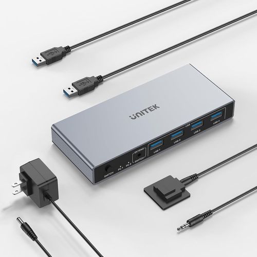 MONDODIGITALE-Commutateur Kvm Hdmi Usb 3.0, 1 Moniteur, 2 Ordinateurs, Commutateurs Kvm 4K @ 60 Hz, 4 Ports Usb Pour 2 Ordinateurs, Partage, Moniteur, Clavier, Souris, Disques Durs 5 Gbit/S, 2 Câbles