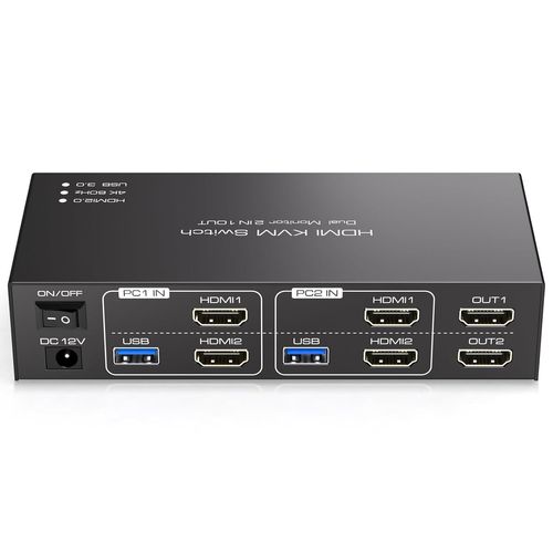 MONDODIGITALE-Commutateurs Kvm Hdmi 4K60Hz Kvm Switch 2 Pc 2 Monitor Usb 3.0 Dual Moniteurs Pour Partageant Double Ordinateurs Et 4 P¿¿Riph¿¿Riques Usb Prise En Charge Du Mode Miroir Et Extension Ave