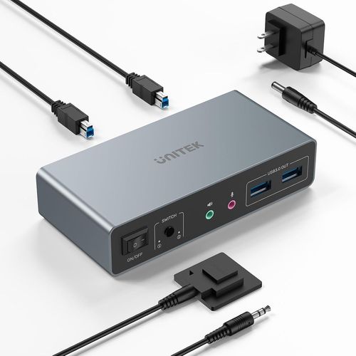 MONDODIGITALE-Commutateur Kvm Hdmi 2 Moniteurs 2 Ordinateurs 4K @ 60 Hz Usb 3.0 Commutateurs Kvm Partagent Deux Moniteurs Hdmi 3 Ports Usb Pour Clavier, Souris, Disques Durs, Micro, Ports Casque, 2 C