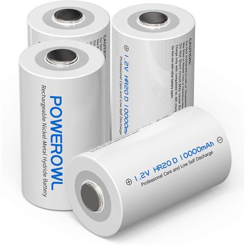 MONDODIGITALE-Pile Lr20 Rechargeable Pré-Chargé 10000Mah 1,2V Ni-Mh Rechargeables Type D,1200 Cycles Faible Auto-Décharge Accu Lot De 4
