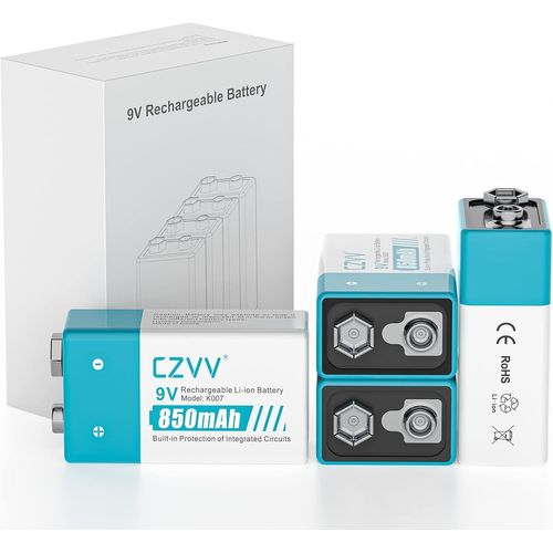 MONDODIGITALE-Piles 9V Rechargeable Lithium-Haute Capacité 850Mah Lithium-Ion-Anti-Fuite Et Durée De Vie Ultra Longue 10 Ans-1300 Fois Cycle-Détecteurs De Fumée, Radios, Microphones Sans Fil (4 Unité