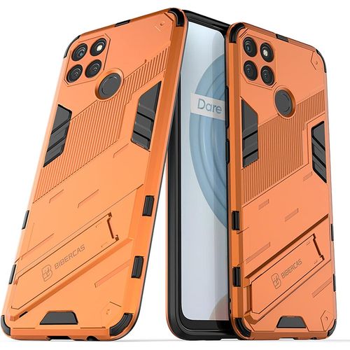 Hybrid Coque Pour Realme C25y/Realme C21 Y Tpu Souple Bumper Étui & Pc Rigide Back Avec Support Anti Dérapant&choc Caméra Arrière Protecteur Orange