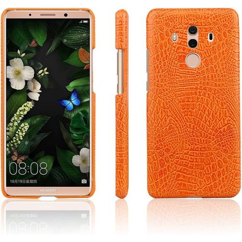 Coque Huawei Mate 10 Pro, Rugged Armor Anti-Choc, Leather, Résistante, Souple, Fibre De Carbone, Air Cushion Coque Etui Housse Orange